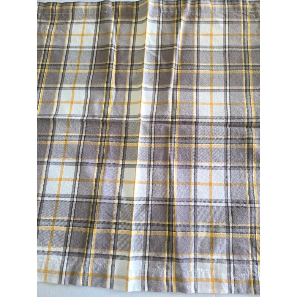 Sur La Table Plaid Cotton Napkins‎ Set of 11 Grey White Yellow 20x20 Farmhouse
